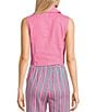 Copper Key Woven Sleeveless Coordinating Tie Front Blouse, Color:Pink - Image 2