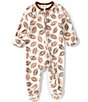 Copper Pearl Baby Boys Blitz Football Print Long Sleeve Zip Front Footie - Image 1