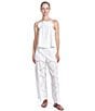 Color:White - Image 5 - Antonella Shell Pattern Eyelet Straight Leg Flat Front Pull-On Pant