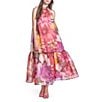 COREY LYNN CALTER Avalon Floral Organza Halter Neck A-Line Ruffle Hem Sleeveless Dress, Color:Multi - Image 1