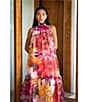 COREY LYNN CALTER Avalon Floral Organza Halter Neck A-Line Ruffle Hem Sleeveless Dress, Color:Multi - Image 6