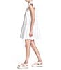 Color:Ivory - Image 3 - Charlotte Cotton Poplin Mock Neck Short Flutter Sleeve Ruffle Shift Dress