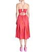 Color:Flamingo - Image 2 - Chrisley Stretch Poplin Shell Print Halter Neck Sleeveless Midi A-Line Dress