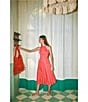 Color:Flamingo - Image 4 - Chrisley Stretch Poplin Shell Print Halter Neck Sleeveless Midi A-Line Dress
