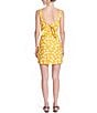 Color:Yellow - Image 2 - Florence Linen Blend Polka-Dot Print Square Neck Sleeveless Tie Back Dress