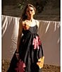 Color:Black - Image 6 - Ibiza Cotton Poplin Scoop Neckline Applique Flower Detail Sundress