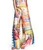 COREY LYNN CALTER Printed Satin Flat Front Palazzo Pants, Color:Multi - Image 1