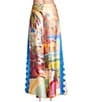 COREY LYNN CALTER Printed Satin Flat Front Palazzo Pants, Color:Multi - Image 2