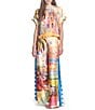 COREY LYNN CALTER Printed Satin Flat Front Palazzo Pants, Color:Multi - Image 4