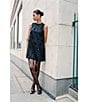 COREY LYNN CALTER Veruca Woven Embroidered Paillette Sequin Mini Shift Dress, Color:Black - Image 4