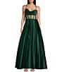 Color:Hunter - Image 1 - Corset Illusion Waist Cowl Neck Ball Gown