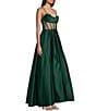 Color:Hunter - Image 3 - Corset Illusion Waist Cowl Neck Ball Gown