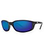 Color:Matte Black/Blue Mirror - Image 1 - Brine Polarized Wrap Sunglasses