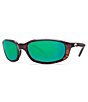 Color:Tortoise/Green Mirror - Image 1 - Brine Polarized Wrap Sunglasses