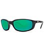 Color:Black Green Mirror - Image 1 - Brine Polarized Wrap Sunglasses