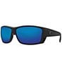 Color:Blackout Blue Mirror - Image 1 - Cat Cay Polarized Wrap Sunglasses