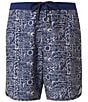 Color:Navy Tiki Print - Image 1 - Dawn Printed 8#double; Inseam Boardshorts