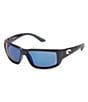 Color:Matte Black/Blue Mirror - Image 1 - Fantail Rectangle Polarized Sunglasses