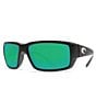 Color:Matte Black Green Mirror - Image 1 - Fantail Polarized Wrap Sunglasses