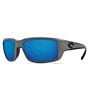 Color:Matte Grey Blue Mirror - Image 1 - Fantail Polarized Wrap Sunglasses