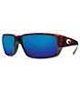 Color:Tortoise Blue Mirror - Image 1 - Fantail Polarized Wrap Sunglasses