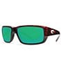 Color:Tortoise/Green Mirrror - Image 1 - Fantail Polarized Wrap Sunglasses