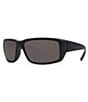 Color:Blackout - Image 1 - Fantail Polarized UVA/UVB Protection Rectangle Sunglasses