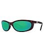 Color:Tortoise/Green Mirror - Image 1 - Fathom Polarized Wrap Sunglasses