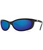 Color:Matte Black Blue Mirror - Image 1 - Fathom Green Polarized Wrap Sunglasses