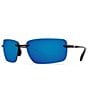 Color:Shiny Black Blue Mirror - Image 1 - Gulf Shore Polarized Rimless Sunglasses
