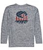 Color:Heather Gray - Image 1 - Long Sleeve Tech Freedom Americana Heathered Graphic T-Shirt