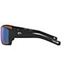 Color:Black/Green - Image 3 - Men's 6S9007 Reefton Mirrored Crystal 64mm Rectangle Polarized Sunglasses
