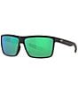 Color:Matte Black/Green - Image 1 - Men's 6S9016 Rinconcito Crystal Mirrored 60mm Rectangle Polarized Sunglasses