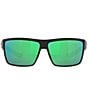Color:Matte Black/Green - Image 2 - Men's 6S9016 Rinconcito Crystal Mirrored 60mm Rectangle Polarized Sunglasses