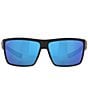 Color:Matte Black/Blue - Image 2 - Men's 6S9016 Rinconcito Crystal Mirrored 60mm Rectangle Polarized Sunglasses