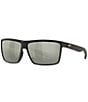 Color:Matte Black/Silver - Image 1 - Men's 6S9016 Rinconcito Crystal Mirrored 60mm Rectangle Polarized Sunglasses
