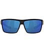 Color:Matte Black/Blue - Image 2 - Men's 6S9016 Rinconcito Mirrored 60mm Rectangle Polarized Sunglasses