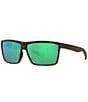 Color:Matte Tortoise/Green - Image 1 - Men's 6S9016 Rinconcito Tortoise Crystal Mirrored 60mm Rectangle Polarized Sunglasses