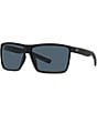 Color:Matte Black/Grey - Image 1 - Men's 6S9018 Rincon 63mm Rectangle Polarized Sunglasses