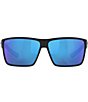 Color:Black/Blue - Image 1 - Men's 6S9018 Rincon Mirrored 63mm Rectangle Polarized Sunglasses