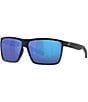 Color:Black/Blue - Image 2 - Men's 6S9018 Rincon Mirrored 63mm Rectangle Polarized Sunglasses