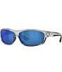 Color:Silver/Blue - Image 1 - Men's 6S9020 Saltbreak Mirrored 65mm Rectangle Polarized Sunglasses