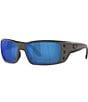 Color:Matte Grey/Blue - Image 1 - Men's 6S9022 Permit Mirrored 63mm Rectangle Polarized Sunglasses