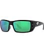 Color:Matte Black/Green - Image 1 - Men's 6S9022 Permit Mirrored Crystal 63mm Rectangle Polarized Sunglasses