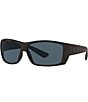 Color:Blackout/Grey - Image 1 - Men's 6S9024 Cat Cay 61mm Rectangle Polarized Sunglasses
