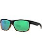 Color:Matte Black/Shiny Tort/Green - Image 1 - Men's 6S9026 Half Moon Mirrored Crystal 60mm Square Polarized Sunglasses