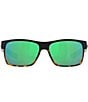 Color:Matte Black/Shiny Tort/Green - Image 2 - Men's 6S9026 Half Moon Mirrored Crystal 60mm Square Polarized Sunglasses