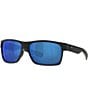 Color:Shiny Black/Matte Black/Blue - Image 1 - Men's 6S9026 Half Moon Mirrored Crystal 60mm Square Polarized Sunglasses