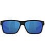 Color:Shiny Black/Matte Black/Blue - Image 2 - Men's 6S9026 Half Moon Mirrored Crystal 60mm Square Polarized Sunglasses