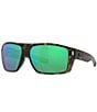 Color:Tortoise/Green - Image 1 - Men's 6S9034 Diego Mirrored Crystal 62mm Rectangle Polarized Sunglasses
